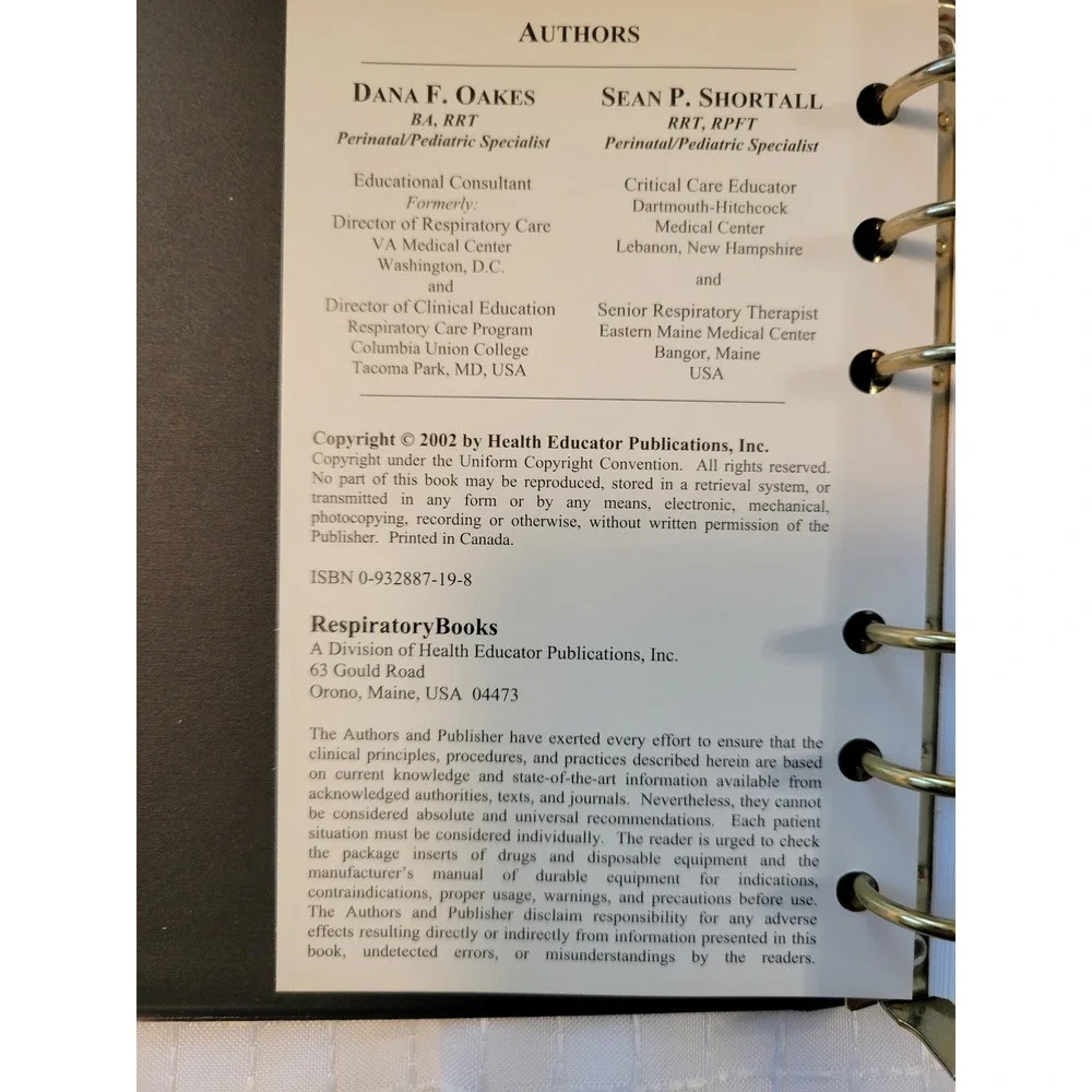 Lot of 4 Oakes Respiratory‎ Care Pocket Guides Ventilator Hemodynamic Monitoring